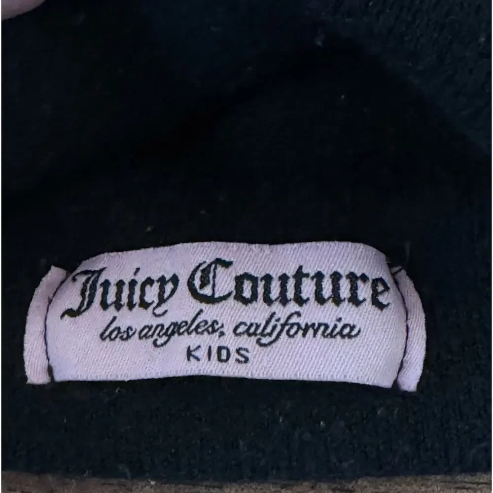 Juicy Couture Pink Snow Leopard Print Knit Slouchy Beanie Pom Pom Hat KIDS
